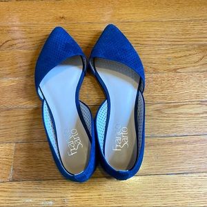 Franco Sarto Navy Blue Suede Pointy Flats 7.5M